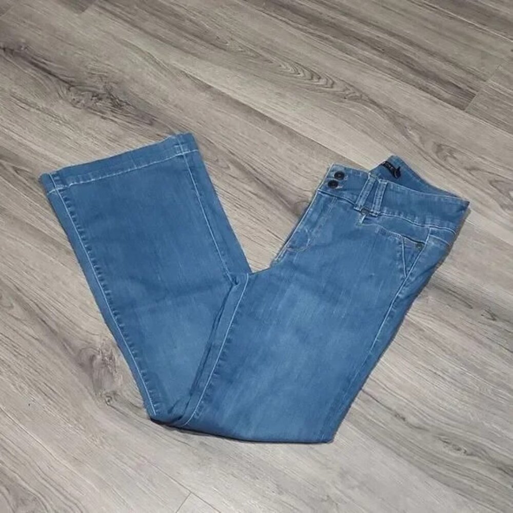 5 For $50🔥 One 5 One High Rise Flare Med Blue Stretch Boho Jeans